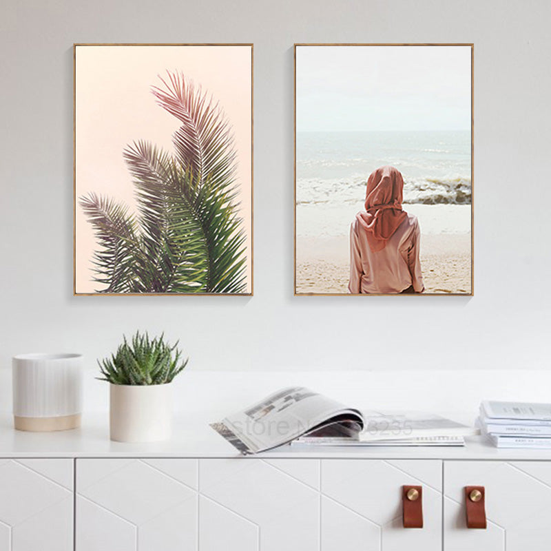 Posters And Prints Nordic Style Poster Pink Landscape Girl Art Print Paintings Cuadros  Life Wall Art Canvas Painting Unframed