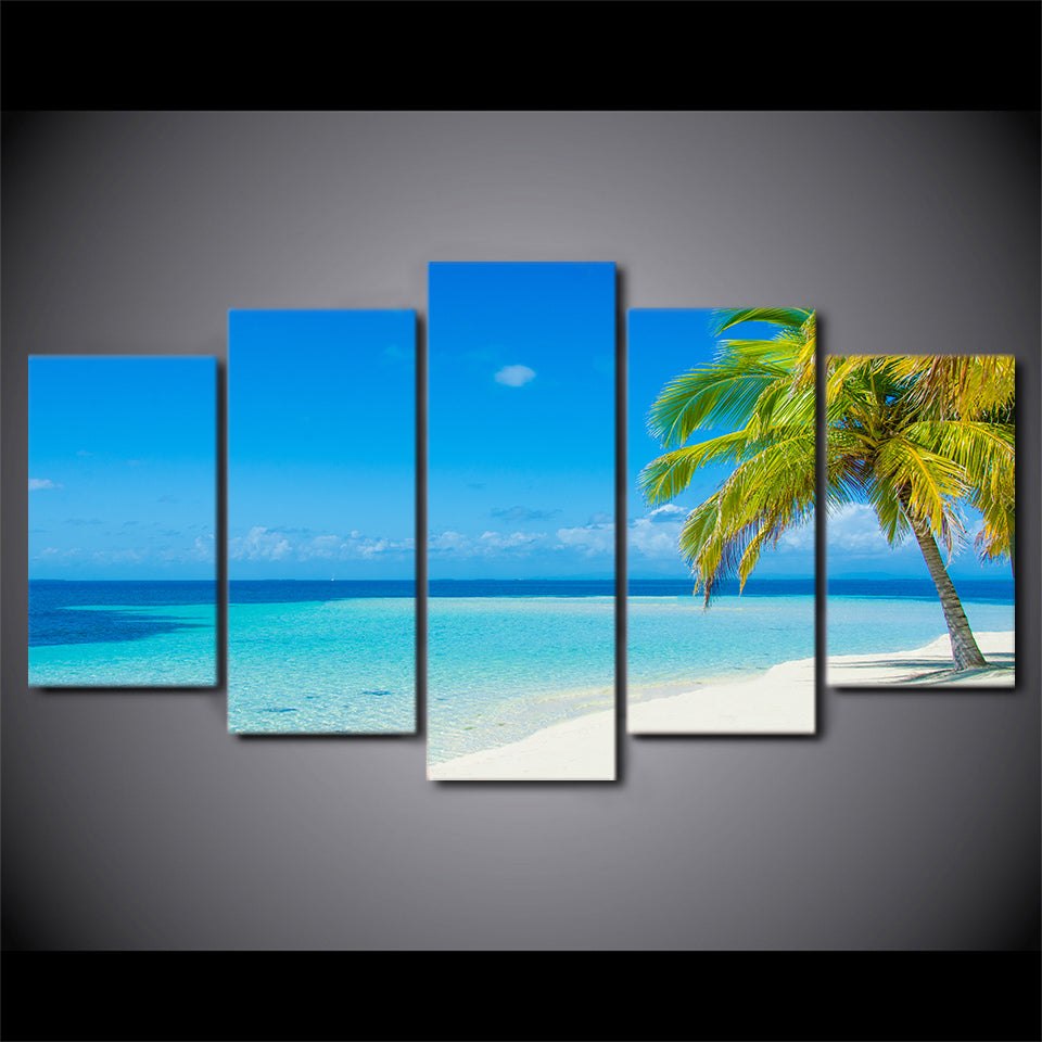 HD Printed 5 Piece Canvas Art Blue Seascape Painting Wall Pictures for Living Room Beach Poster Free Shipping CU-2535C