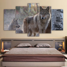 Load image into Gallery viewer, HD Printed 5 Piece Canvas Art Brown Wild Wolf Painting Modular Wall Pictures for Living Room Modern Free Shipping CU-2558B
