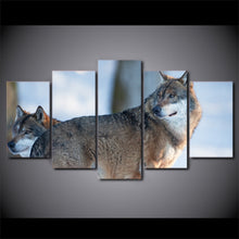 Load image into Gallery viewer, HD Printed 5 Pieces Canvas Art Painting Brown Wolf Couple Poster Wall Pictures for Living Room Home Decor Free Shipping CU-2560C
