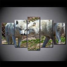 Load image into Gallery viewer, HD Printed 5 Pieces Canvas Art Painting White Wolf Couple Poster Wall Pictures for Living Room Home Decor Free Shipping CU-2562B
