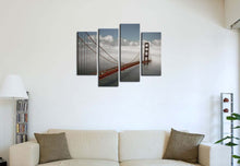 Load image into Gallery viewer, 4 Pieces modern Canvas Painting Wall Art San Francisco In Fog Bridge Landscape Print On Canvas Giclee Artwork For Wall Decor
