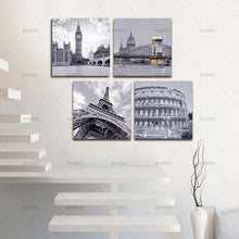 Load image into Gallery viewer, BANMU 4 Piece Wall Artworks Painting Canvas Art  decor home No Frame Famous Buildings  Roman Colosseum Big Ben Eiffel Tower
