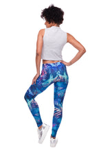 Load image into Gallery viewer, Women Leggings Tropical Leaves Printing Blue Fitness Legging Sexy Silm Legins High Waist Stretch
