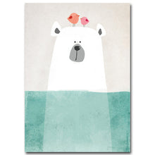 Load image into Gallery viewer, Nordic Art Polar Bear Hippo Canvas Poster Minimalist Painting Cartoon Modern Nursery Picture Home Children Room Decoration
