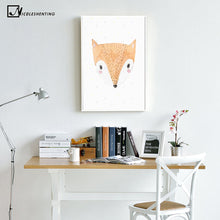 Load image into Gallery viewer, Watercolor Kawaii Animal Rabbit Cat Fox Poster Prints Wall Art Canvas Painting Nursery Picture Baby Room Decoration Home Decor
