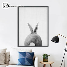 Load image into Gallery viewer, Black White Rabbit Wall Art Canvas Posters and Prints Minimalist Animal Paintings Wall Picture for Living Room Modern Home Decor
