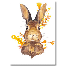 Load image into Gallery viewer, Nordic Art Flower Deer Fox Rabbit Poster Minimalist Art Canvas Painting Animal Nursery Wall Picture Print Modern Kids Room Decor
