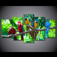 Load image into Gallery viewer, HD Printed 5 Piece Canvas Art Parrot On the Branch Painting Color Feather Wall Pictures for Living Room Free Shipping NY-7153C
