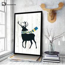 Load image into Gallery viewer, Nordic Art Deer Scarf Poster Abstract Minimalist A4 Canvas Painting Animal Abstract Wall Picture Print Children Room Decor 227
