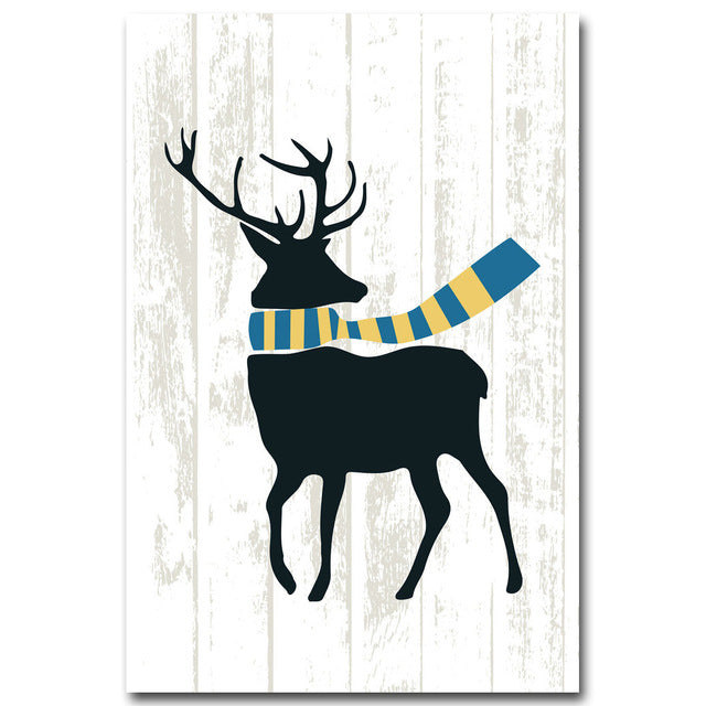 Nordic Art Deer Scarf Poster Abstract Minimalist A4 Canvas Painting Animal Abstract Wall Picture Print Children Room Decor 227