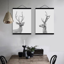 Load image into Gallery viewer, Nordic Minimalist Animal Deer Head Wooden Framed Posters Vintage Retro Wall Art Canvas Painting Picture Prints Home Decor Scroll
