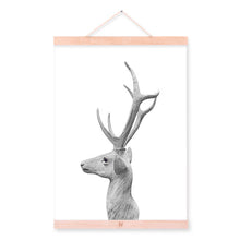 Load image into Gallery viewer, Nordic Minimalist Animal Deer Head Wooden Framed Posters Vintage Retro Wall Art Canvas Painting Picture Prints Home Decor Scroll
