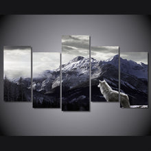 Load image into Gallery viewer, HD Printed 5 Piece Canvas Art Snow Wolf Painting Framed Modular Mountain Wall Pictures for Living Room Free Shipping CU-1752A
