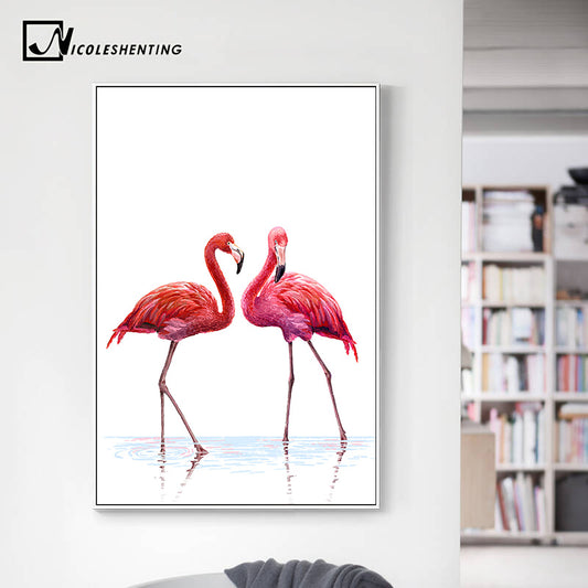 Watercolor Flamingo Posters and Prints Minimalist Wall Art Canvas Painting Decorative Wall Picture for Living Room  Home Decor