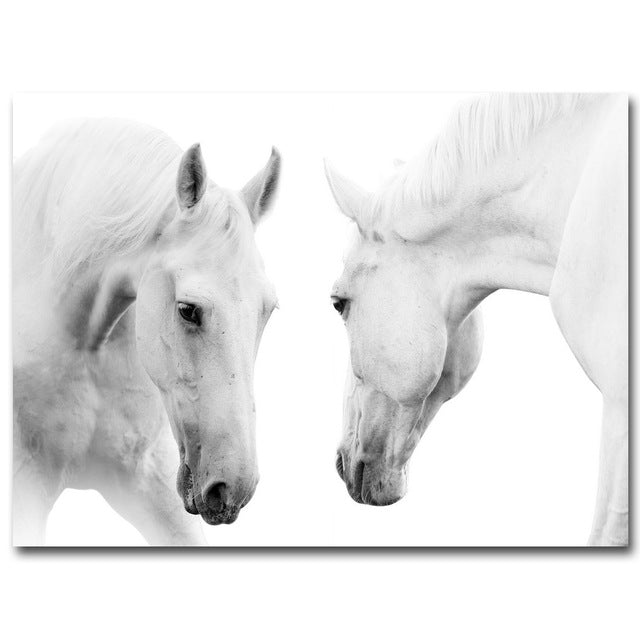 White Horse Wild Animal Minimalism Art Poster Canvas Painting A4  Wall Picture Print Modern Home Living Room Decoration