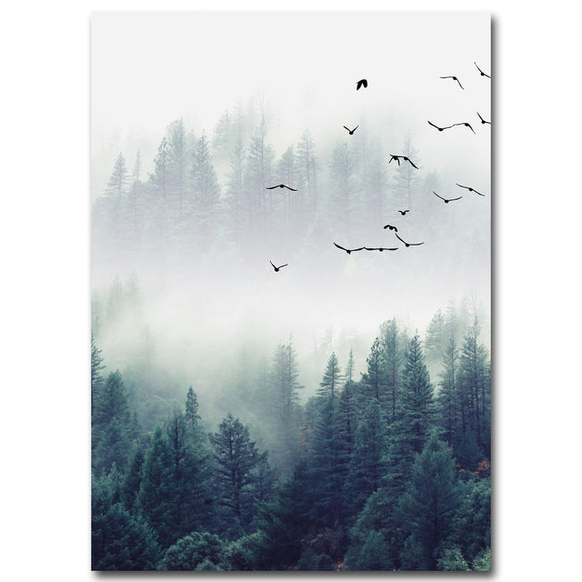 Nordic Decoration Forest Lanscape Wall Art Canvas Poster and Print Canvas Painting