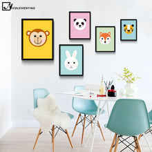 Load image into Gallery viewer, NICOLESHENTING Cartoon Animal Panda Monkey Tiger Nordic Art Canvas Poster Painting Nursery Wall Picture Children Room Decoration
