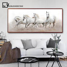 Load image into Gallery viewer, Animals White Horse Wall Art Canvas Posters and Prints Landscape Canvas Painting Long Wall Picture for Living Room Home Decor
