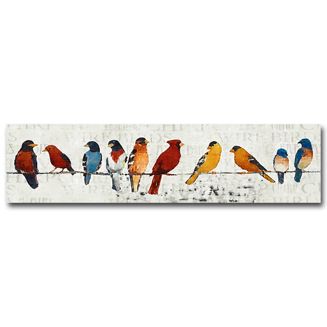 Modern Art Painting Bird Perched on Pole Poster Minimalist Canvas Long Banner Print Wall Picture Modern Home Room Decoration 390