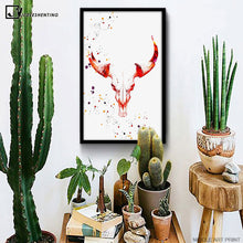 Load image into Gallery viewer, Deer Skull Nordic Art Canvas Poster Minimalist Painting Watercolor Abstract Wall Picture Print Modern Home Room Decoration
