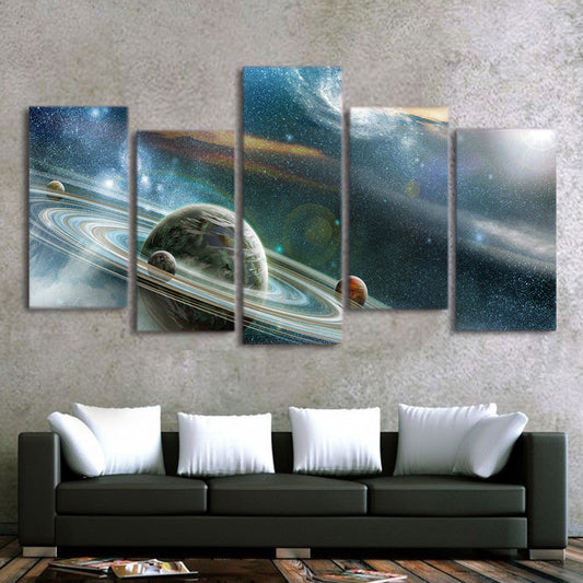 HD Printed 5 Piece Canvas Art Abstract Galaxy Painting Framed Universe Wall Pictures for Living Room Free Shipping CU-1615C