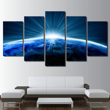 Load image into Gallery viewer, HD Printed 5 Piece Canvas Art Universe Blue Planet White Aperture Painting Wall Pictures for Living Room Free Shipping NY-6925A
