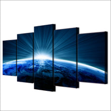 Load image into Gallery viewer, HD Printed 5 Piece Canvas Art Universe Blue Planet White Aperture Painting Wall Pictures for Living Room Free Shipping NY-6925A
