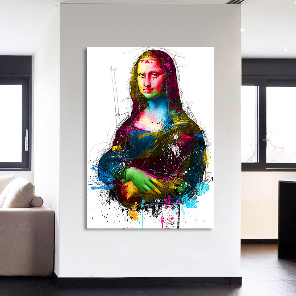 1 Piece canvas painting HD Printed colorful Mona Lisa smile Painting Wall Picture For Living Room Free Shipping NY-7165C