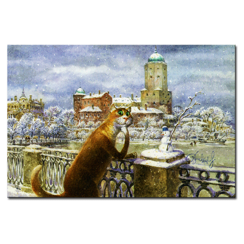 Vladimir Rumyantsev thinking the cat world oil painting wall Art Picture Paint on Canvas Prints wall painting no framed