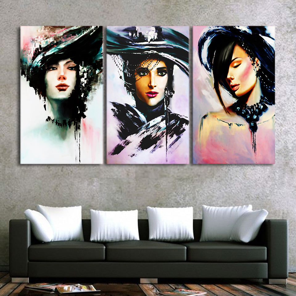 HD printed 3 piece canvas modern girls art prints Painting wall pictures for living room canvas painting Free shipping CU-2317D