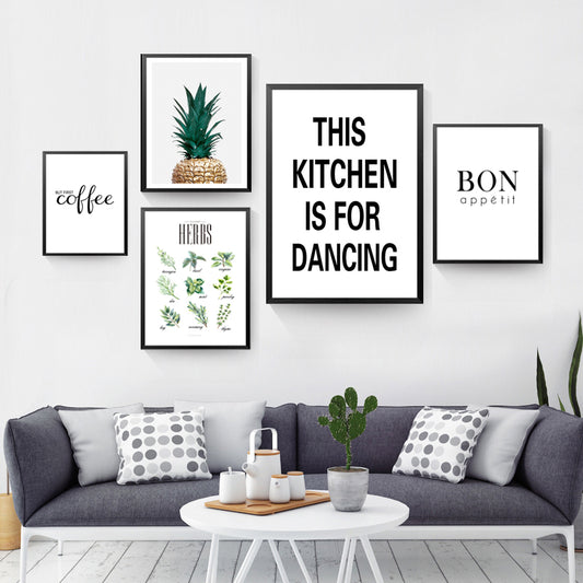 This Kitchen Is For Dancing Wall Canvas Prints Painting But First Coffee Wall Art Pictures Posters Prints No Frame FG0096