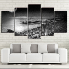 Load image into Gallery viewer, 5 piece HD print wolf painting Back and white river posters and prints wall pictures for living room free shipping CU-2497C
