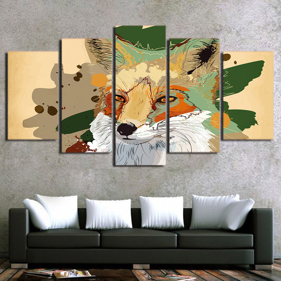 HD Printed 5 Piece Canvas Art Abstract Wolf Painting Wall Pictures Decor Framed Modular Painting Free Shipping NY-7093B