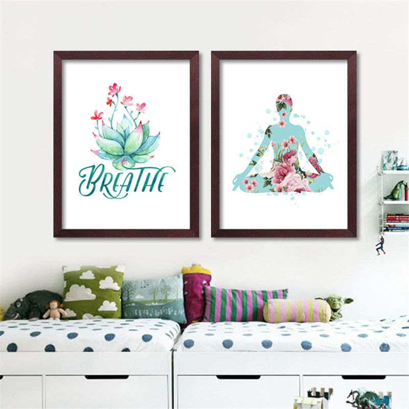 Breathe Yoga Room Fitness Canvas Art Print Poster Still Life Wall Picture Canvas Painting Home Decor FG0032