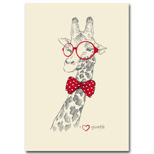 Load image into Gallery viewer, NICOLESHENTING Cartoon Fashion Animal Glasses Deer Giraffe Poster Minimalist Art Canvas Nursery Picture Kids Room Decoration
