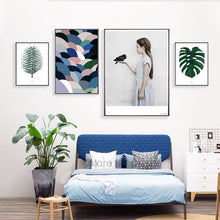 Load image into Gallery viewer, Natural Life Turtle Leaf Girl Bird Posters And Prints Wall Art Canvas Painting Art Print Nordic Poster Cuadros Posters Unframed
