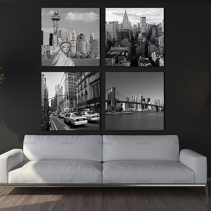 canvas painting wall art 4 Panel New York City Landmark Painting Wall Art Picture Print on Canvas Modern Giclee Artwork Painting