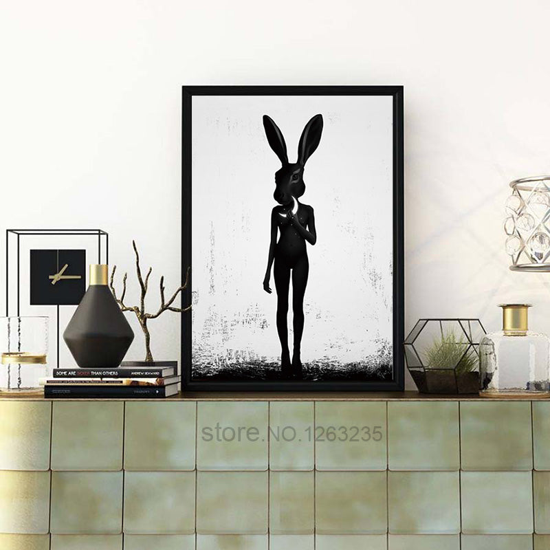 Rabbit Moon Posters And Prints Wall Art Canvas Painting Cuadros Wall Pictures For Living Room Nordic Poster Canvas Art Unframed