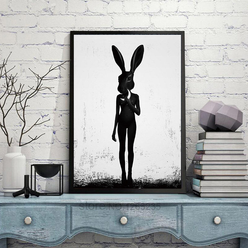 Rabbit Moon Posters And Prints Wall Art Canvas Painting Cuadros Wall Pictures For Living Room Nordic Poster Canvas Art Unframed