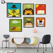 Load image into Gallery viewer, NICOLESHENTING Cartoon Animal Tiger Monkey Poster Minimalist Art Canvas Poster Nursery Wall Picture Children Room Decoration
