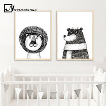 Load image into Gallery viewer, Nordic Decoration Cartoon Lion Bear Posters and Prints Canvas Paintings Animal Wall Art Nursery Picture Children Room Decoration
