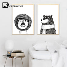 Load image into Gallery viewer, Nordic Decoration Cartoon Lion Bear Posters and Prints Canvas Paintings Animal Wall Art Nursery Picture Children Room Decoration
