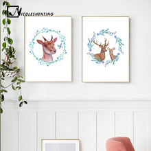 Load image into Gallery viewer, Nordic Decoration Animal Deer Flower Canvas Posters Wall Art canvas Prints Abstract Painting Decorative Pictures Home Decoration
