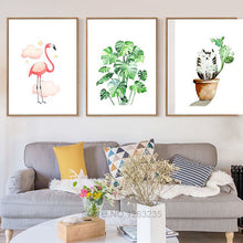 Load image into Gallery viewer, Flamingo Cat Turtle Leaf Cactus Posters And Prints Nordic Poster Wall Art Canvas Painting Wall Pictures For Living Room Unframed
