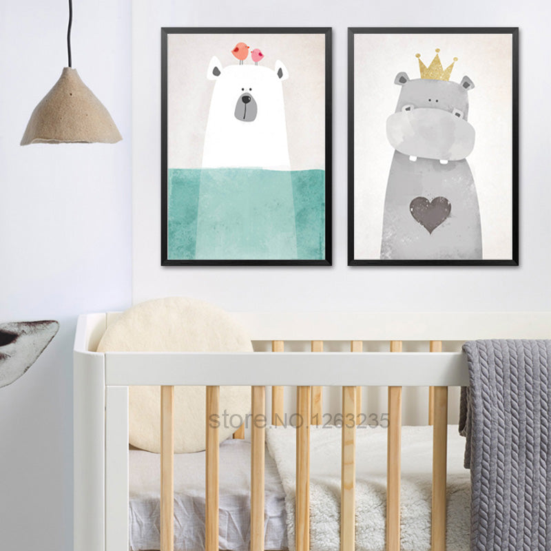 Kids Cartoon Nursery Nordic Poster Bear Love Posters And Prints Wall Art Canvas Painting Wall Pictures For Living Room Unframed