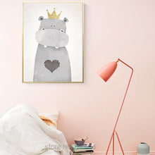 Load image into Gallery viewer, Kids Cartoon Nursery Nordic Poster Bear Love Posters And Prints Wall Art Canvas Painting Wall Pictures For Living Room Unframed

