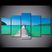 Load image into Gallery viewer, HD Printed 5 piece canvas art seascape bridge painting framed modular canvas painting wall pictures Free shipping CU-2184C
