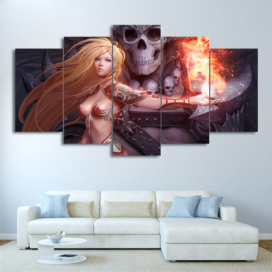 HD Printed 5 Piece Canvas Art game mage female anime  Painting Wall Pictures for Living Room Boat Poster Free Shipping NY-5882