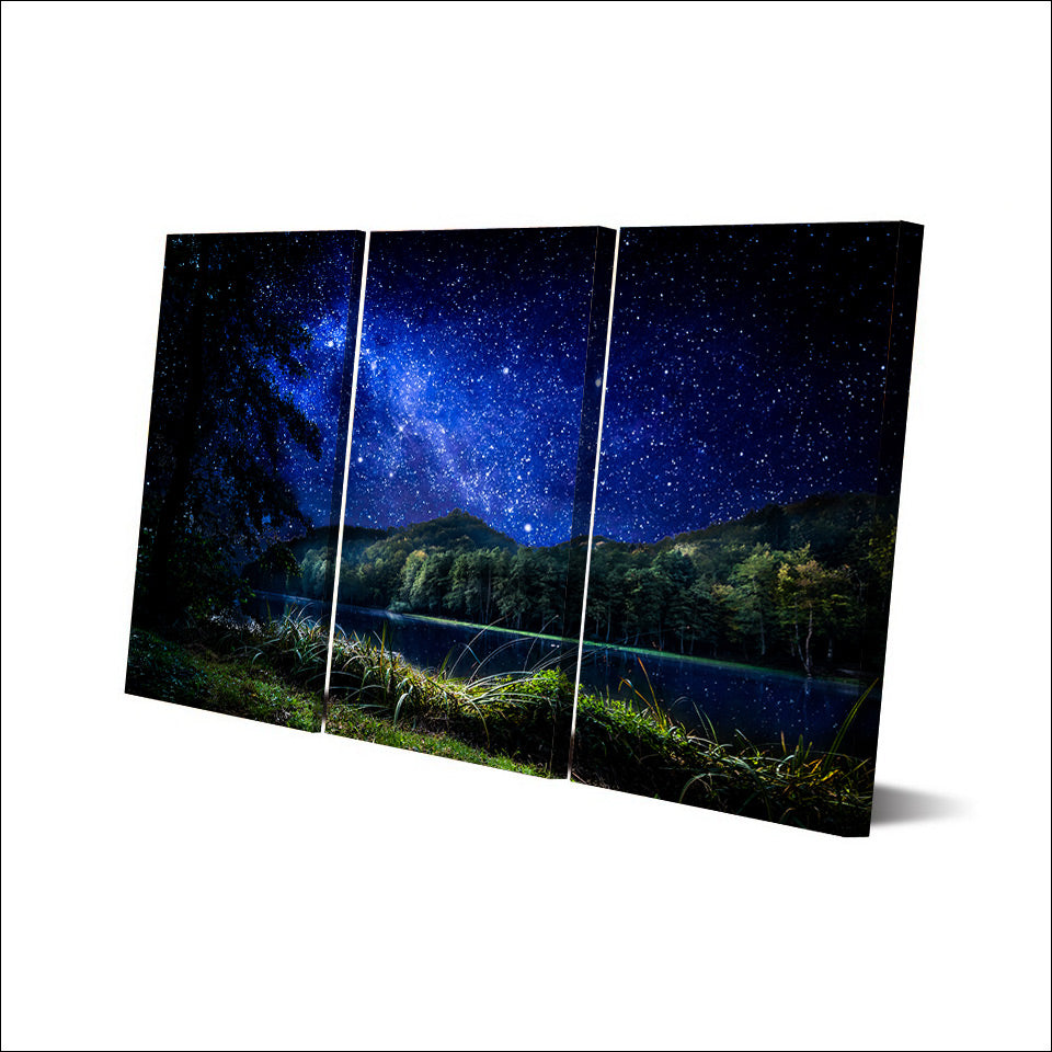 3 Pcs Canvas Art Starry Night River Poster HD Printed Wall Art Home Decor Canvas Painting Picture Prints Free Shipping NY-6594B